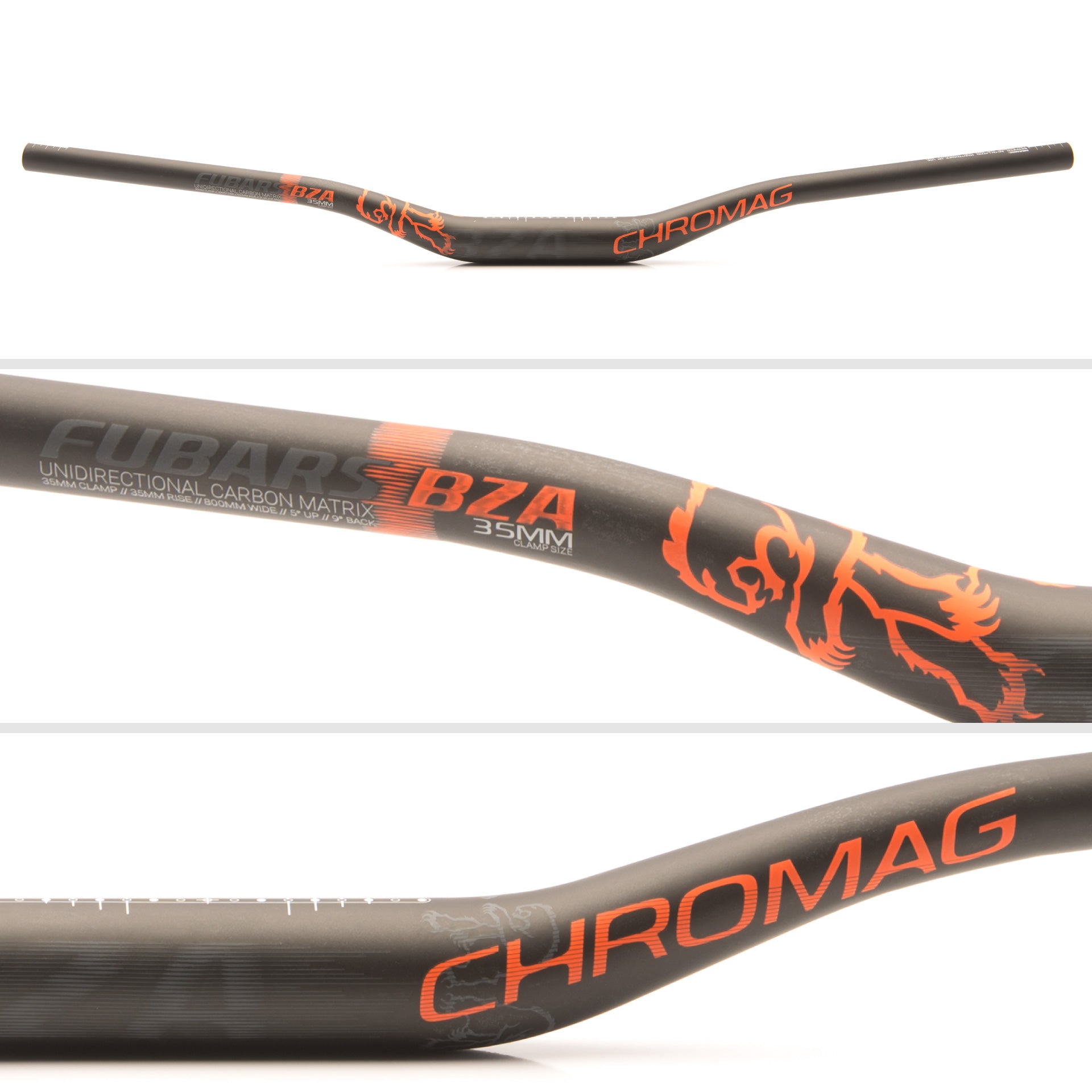 Chromag BZA カーボンバー 35mm径 760mm幅 Manillar de carbono BZA de 35 mm para MTB: ligero y resistente