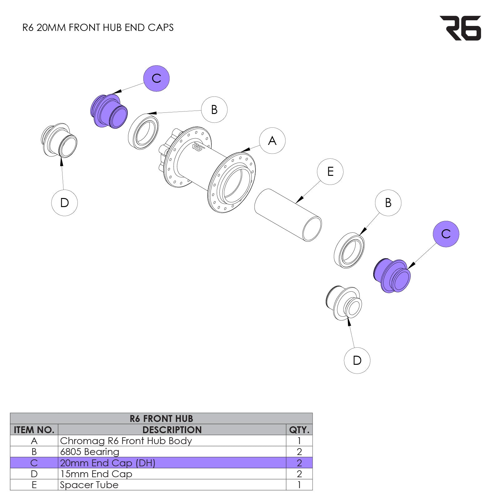 R6 Front Hub Parts